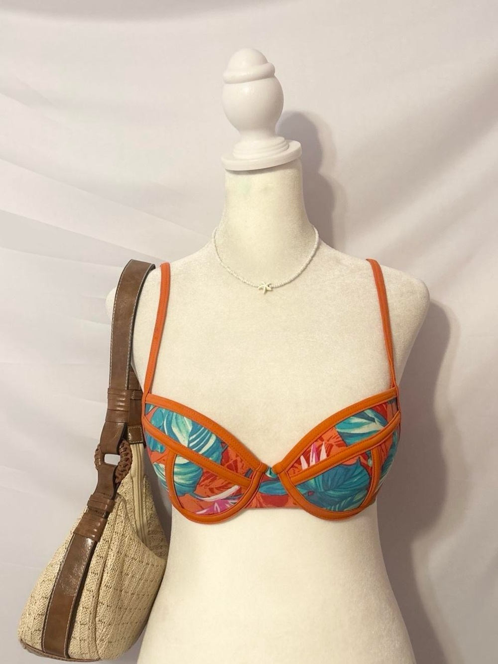 Y2K Orange Push Up Bikini Top